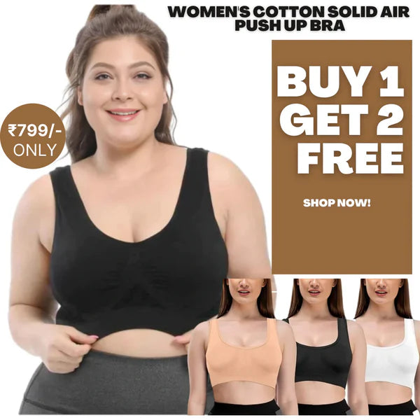 Women's Solid Cotton Multicolor Air Bra (Buy 1 Get 2 Free 😍) 🔥 Limited Time Offer 🔥